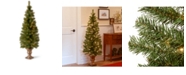 National Tree Company 5' Montclair Spruce Entrance Tree in 12" Black/Gold Plastic Pot with 100 Clear Lights